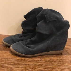 Slouchy Suede navy wedge boot